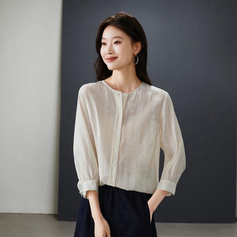 Women's Embroidered Loose Round Neck Shirt