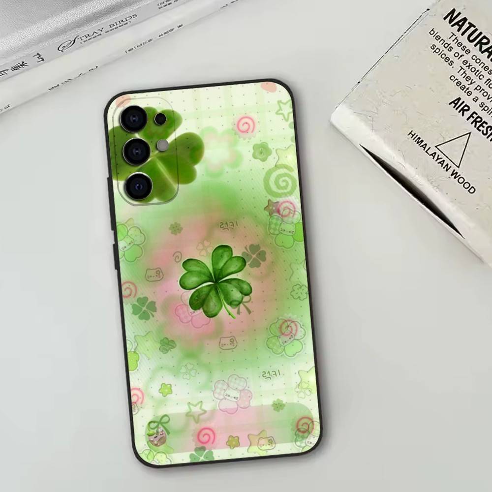 Lucky Clover   Phone Case Black Silicone Soft For Samsung S25,S24,S21,S22,S23,S30,Ultra,S20,Plus,Fe,Lite