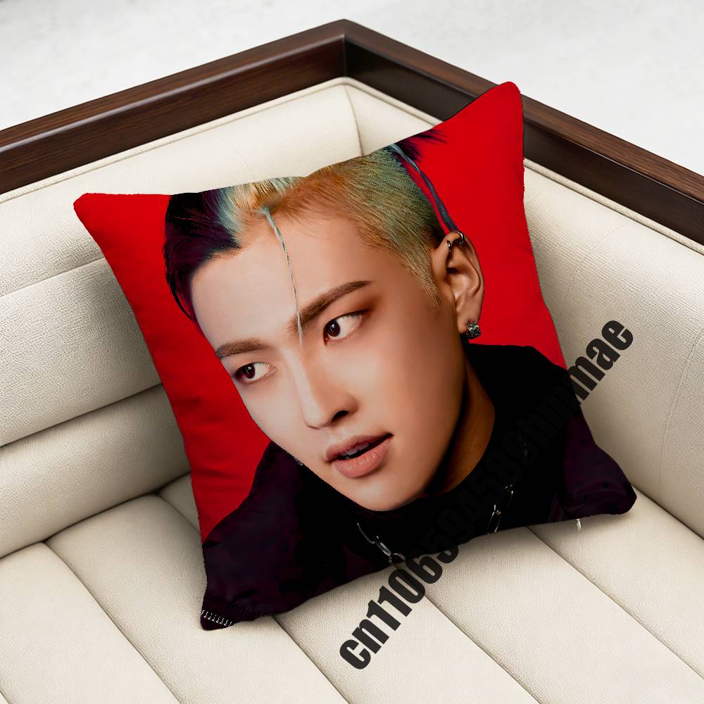 For A-Ateez K-Kim Hong Joong Throw Pillow Case Sham 45X45Cm 40X40Cm Square Car Pillowcase Pad Cushion Cover
