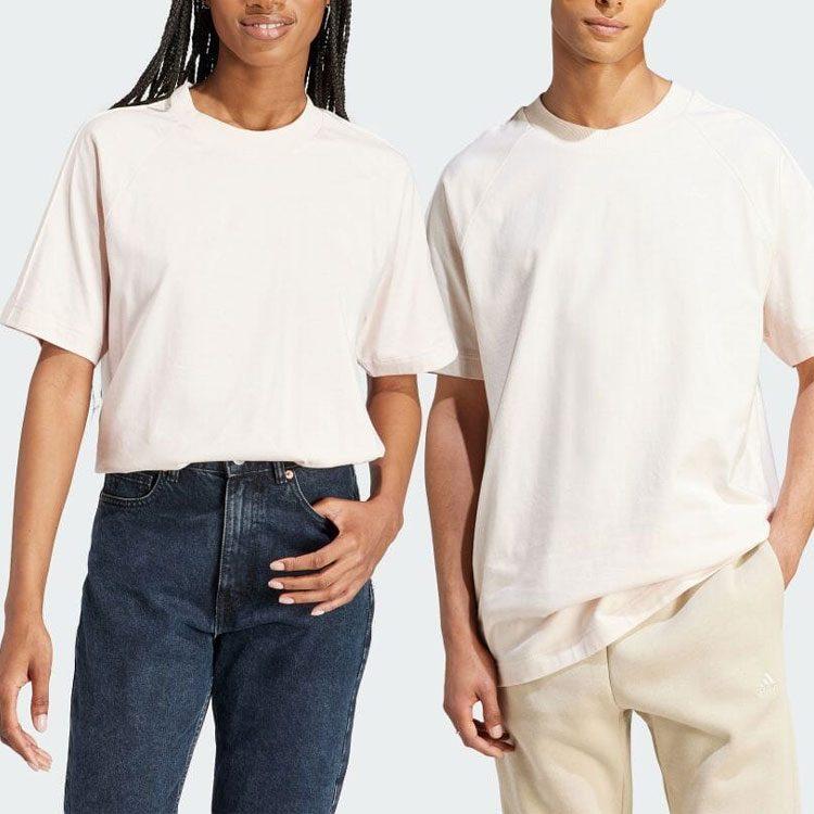 adidas T Shirts Unisex White Crew Neck Moderate Straight Fit IS7493