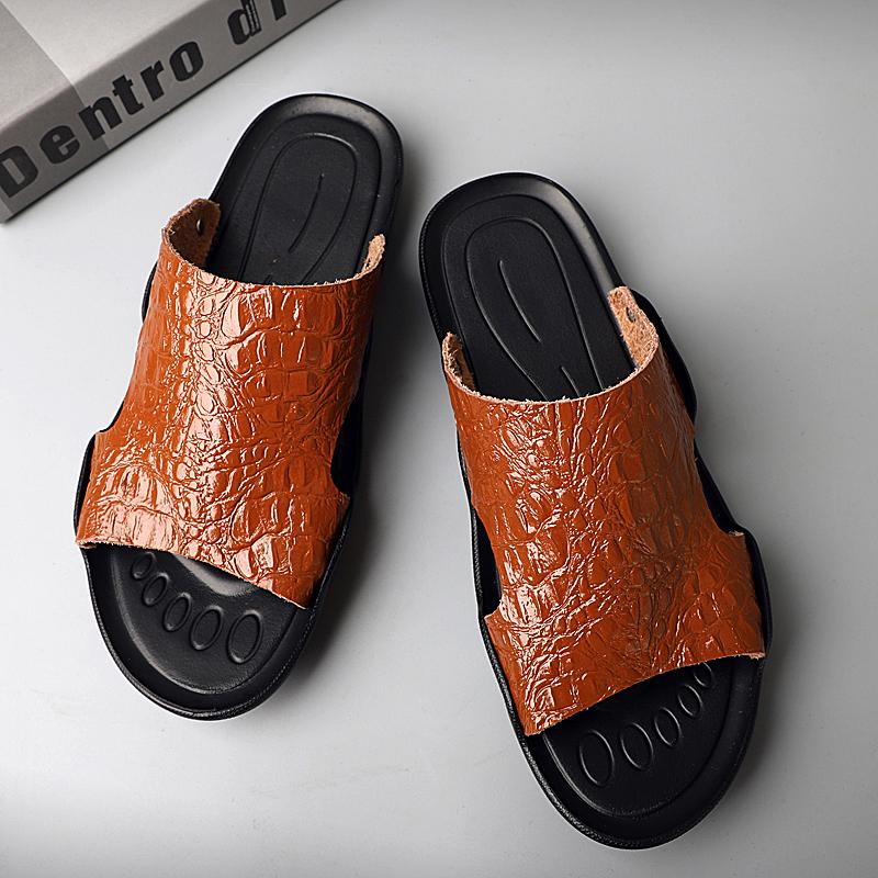 Pánské ploché pantofle Extra široké pantofle Venkovní pláž Otevřená špička Běžné Měkké vycházkové kožené sandály Velká velikost