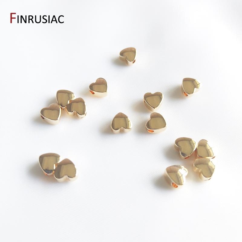14K Gold Plated 6mm Heart Beads Spacer Beads Handmade Bracelet Accessories DIY Beaded Material