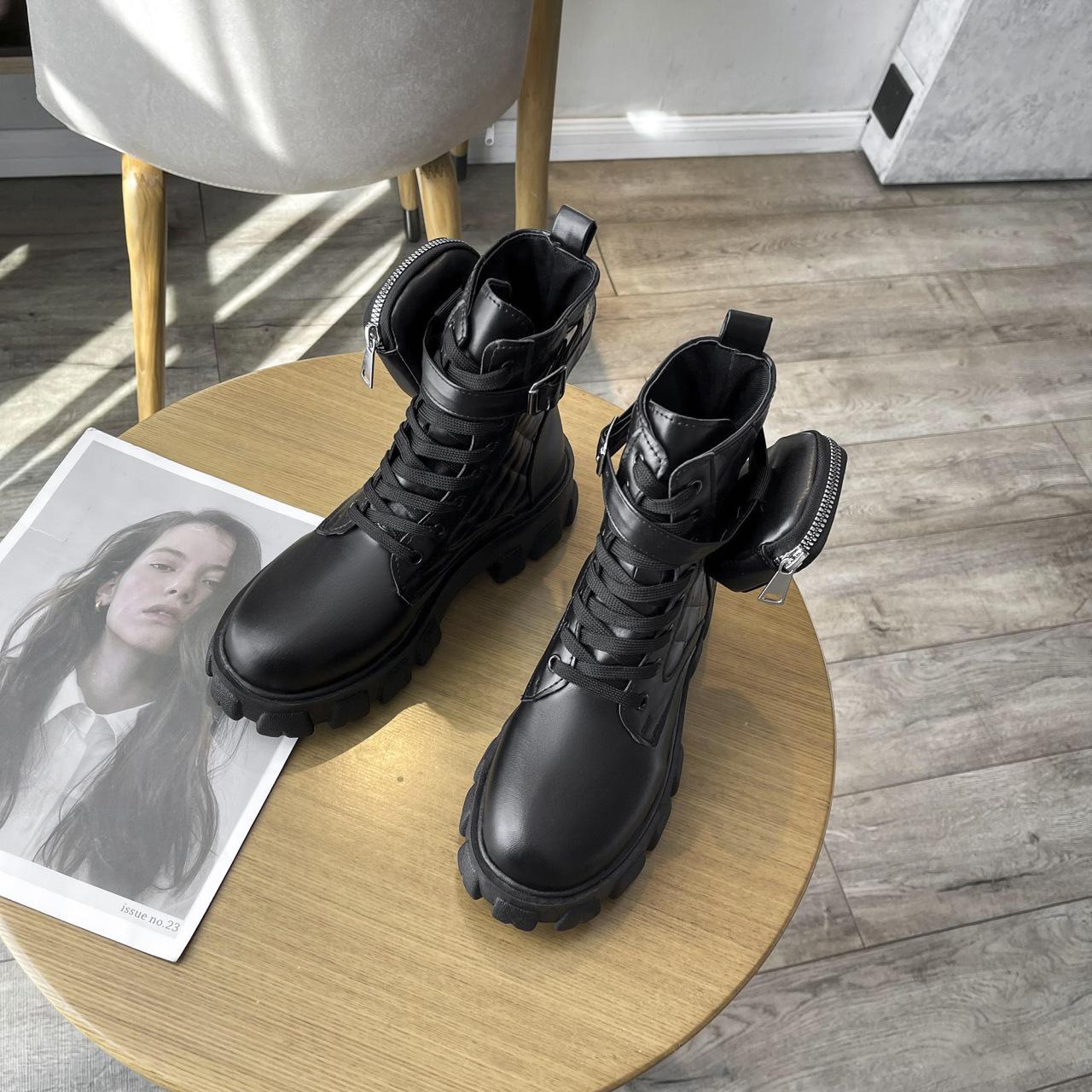 

Белые ботинки Зимняя обувь Панк Зимние ботинки Ботильоны Готическая обувь Женская шнуровка ремень пряжка карман дизайнерская обувь 37 чёрный