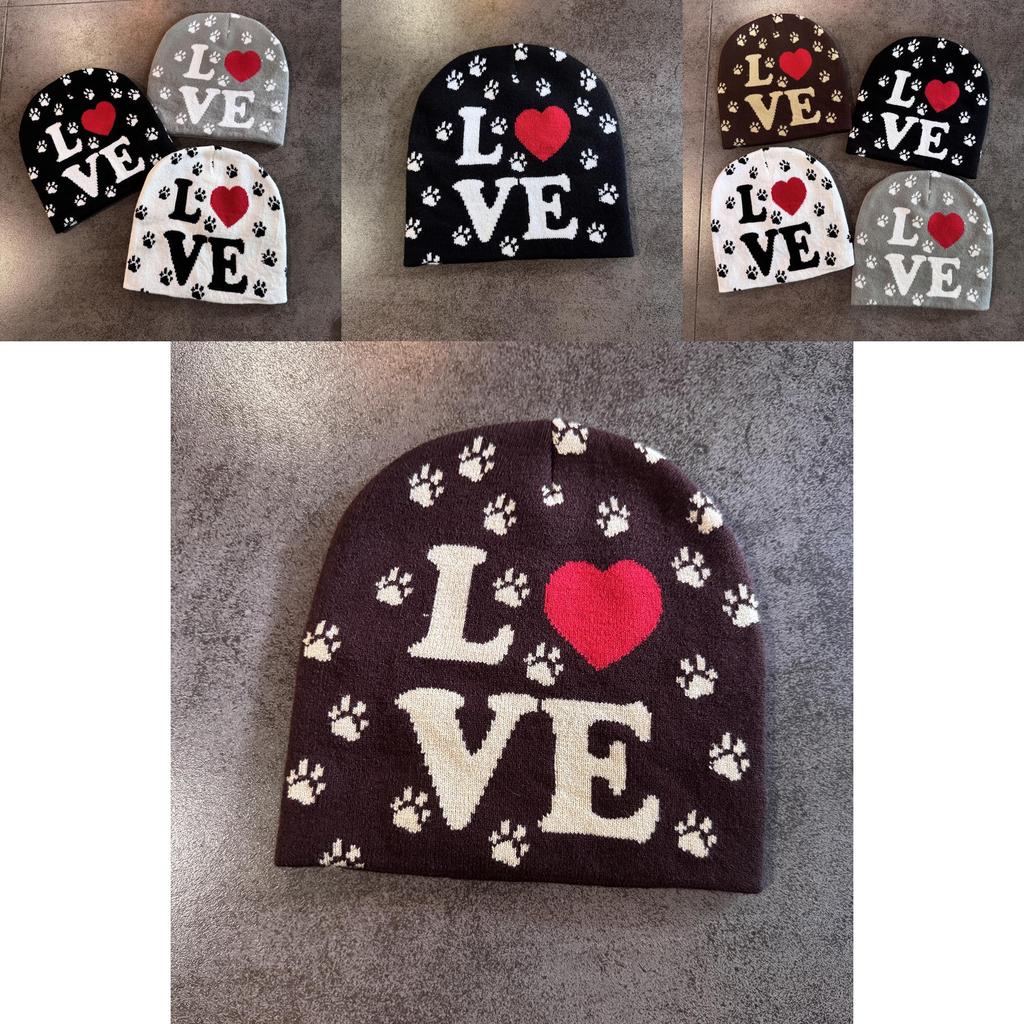 Love Letter Pattern Knitted Hat Cap With No Brim Style For Cold Seasons