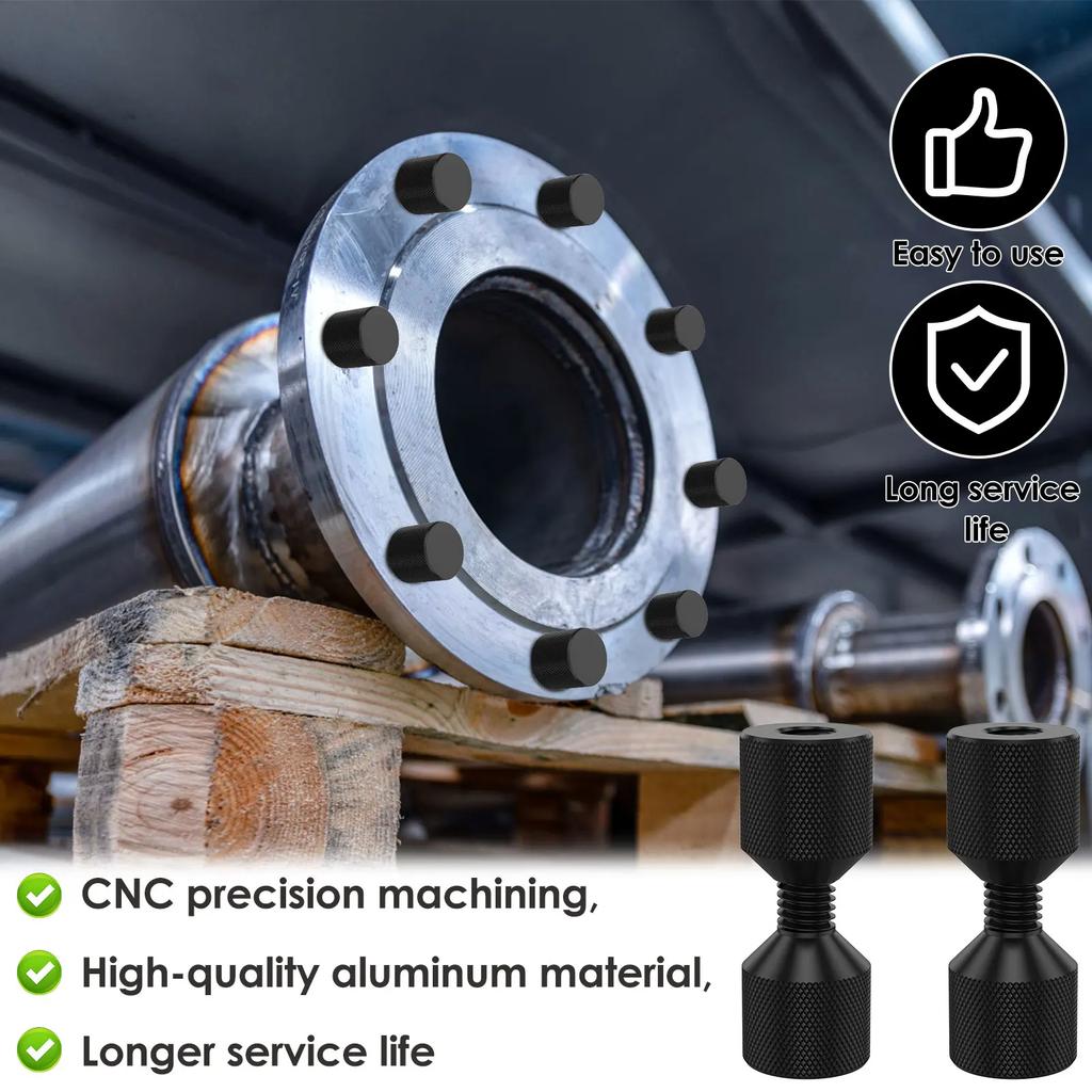 2Pcs Two Hole Flange Alignment Pin Set 6061 Aluminum Two Hole Pin Kit 1-1/8inch Premium Dual Hole Pin Threaded Alignment Pin