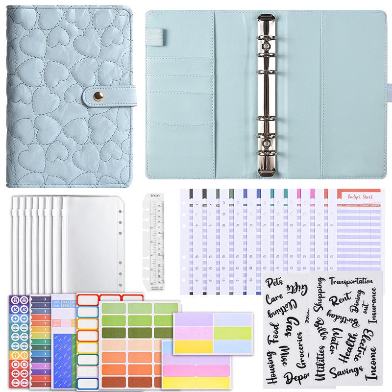 3D Heart Pattern A6 Loose-Leaf Notebook with PU Cover