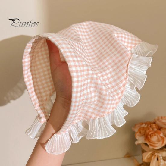 Kvinner pannebånd rutete trykk Blondesøm Trekantskjerf Sklisikkert pannebånd Pastoral stil Hårbøyle Hårtilbehør