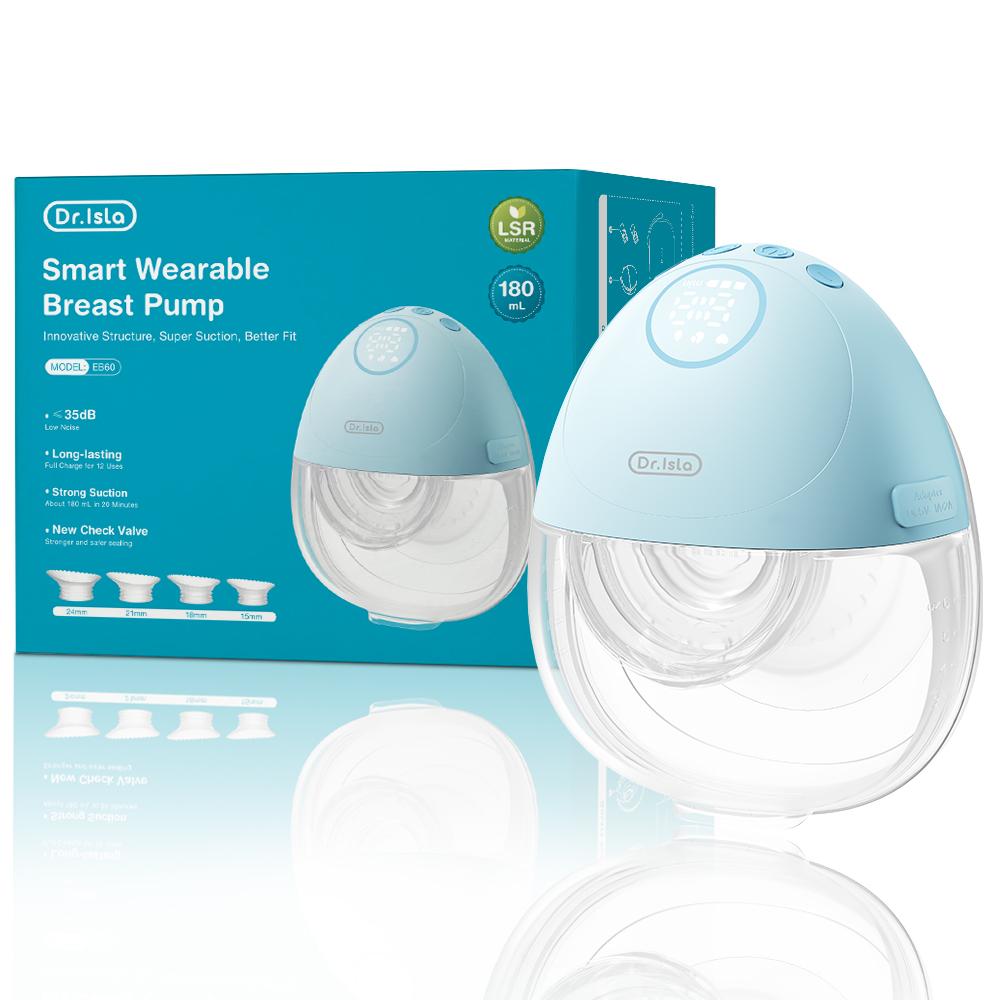 

Портативный носимый электрический молокоотсос 180 мл большой емкости 3 режима 12 уровней всасывания бесшумный дизайн набор для грудного вскармливания для путешествий синий