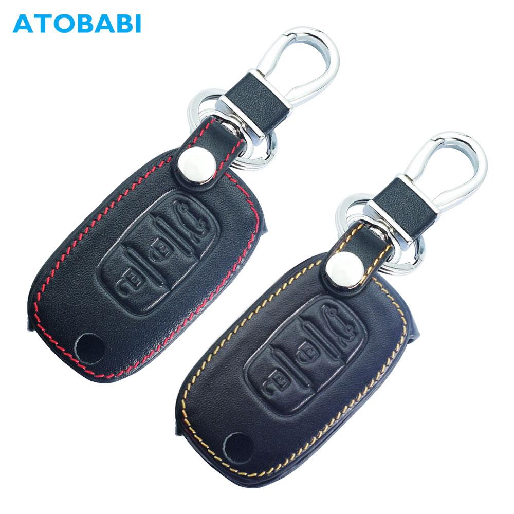 Leather Car Key Case Folding Keychain Holder Remote Cover Skin For Lada Sedan Largus Kalina Granta Vesta X-Ray Xray For Renault