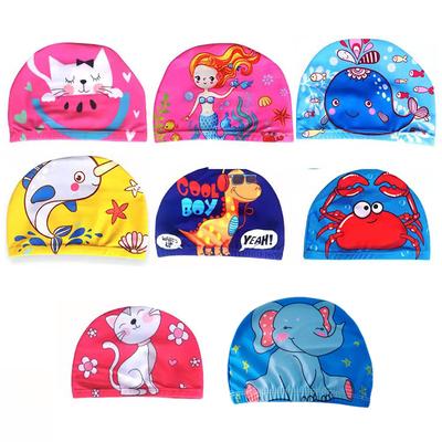 Cute Cute Cartoon Children Swimming Cap Cartoon Comfortable Baby Ear Protector Calico Swim Cap Waterproof Pattern