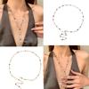 Crystal Adorned Necklace for Trendy Women Rhinestones Long Tassels Neckchain Adjustable Length Clavicle Chain Ornament