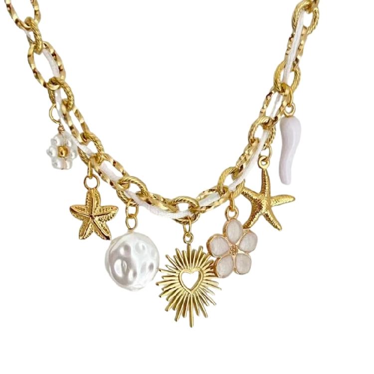 Stainless Steel Jewelry Unique Marine Theme Necklace Rope Chain Necklace Adjustable Length Holiday Accessory for Daily