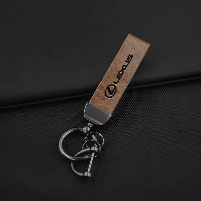 Interior Stickers Car Keychain Cowhide Leather Key Rings Waist Buckle Carabiner For Lexus CT ES GS NX IS250 CT200h IS300h ES300h AY6