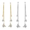 Stylish Dangling Earrings With 3 Crystal Butterflies And Tassels Design Fashionable Zinc Alloy Jewelry For Daily Wear