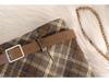 Women's Retro Plaid Wool Midi Skirt - High Waist, Slimming, A-Line, with Slit for Autumn/Winter