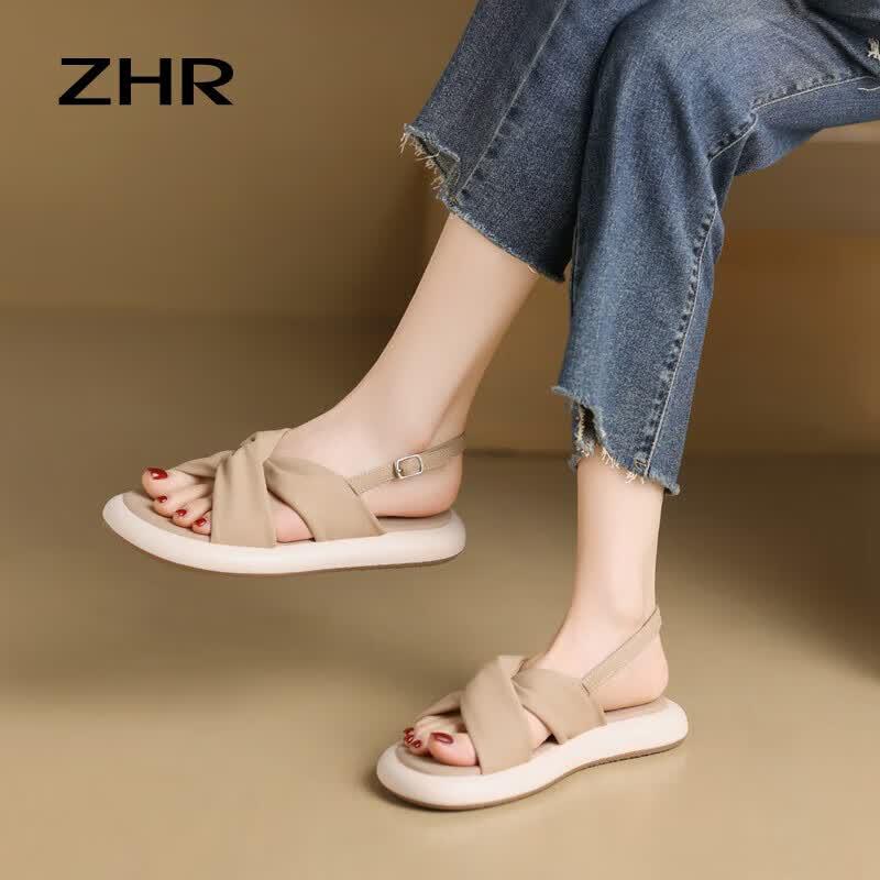 ZHR M570 Women s Cross-Strap Flat Sandals 36