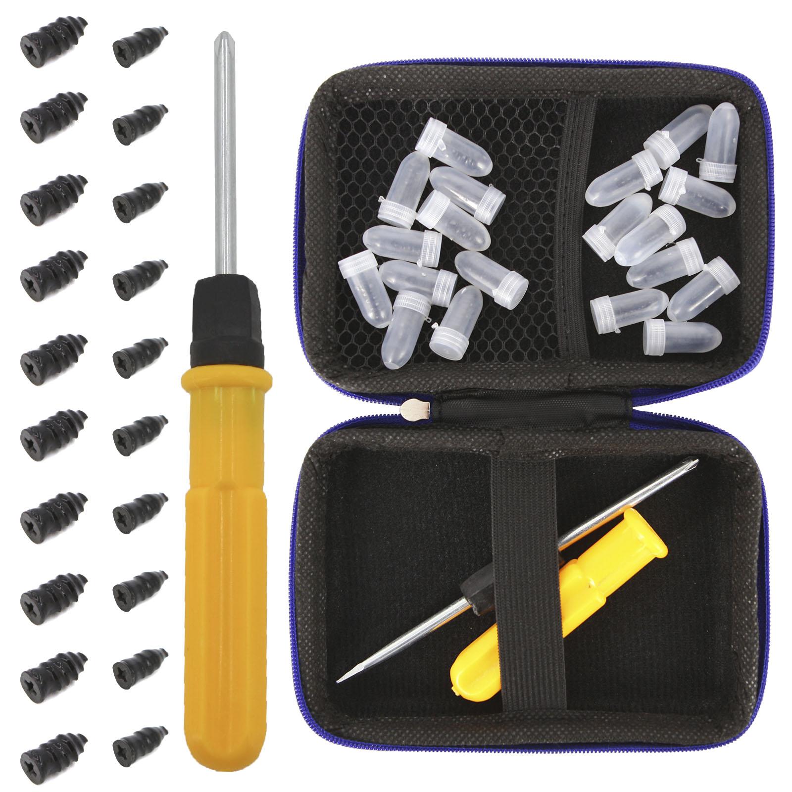 

Universal Tubeless Tire Repair Kit - Emergency Puncture Tools w/Rubber T-Plugs for Car/Motorcycle On-Road Vacuum Seal
