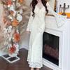 Elegant Lace Bell Sleeve V-Neck Dress for Women - Sexy French-inspired, Spring/Autumn, Figure-Flattering, Tight-Fit, Hip-Hugging Long Dress