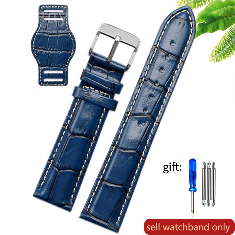 Genuine Leather watch strap for Rolex Green Submariner Omega  timex Vintage plus Tray Men Watch Band 20 22mm