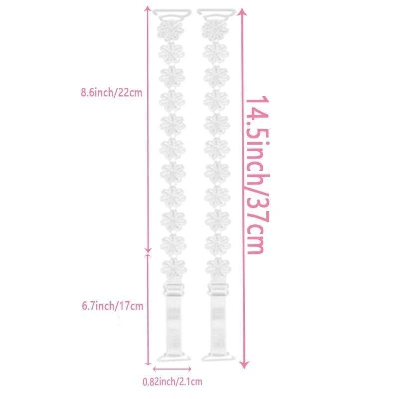 1Pair Lace Flower Decor Bra Straps, Adjustable Versatile Anti-Slip Shoulder Strap For Women'S Lingerie And Bra Accessories