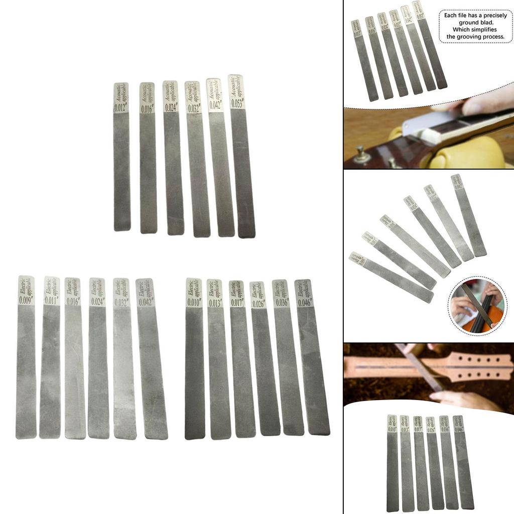6x Guitar Gauged Nut Slotting File Set,Practical,Sturdy,Luthier,Repairing Tool Kit,Stainless Steel,for Guitar Maintainence ,
