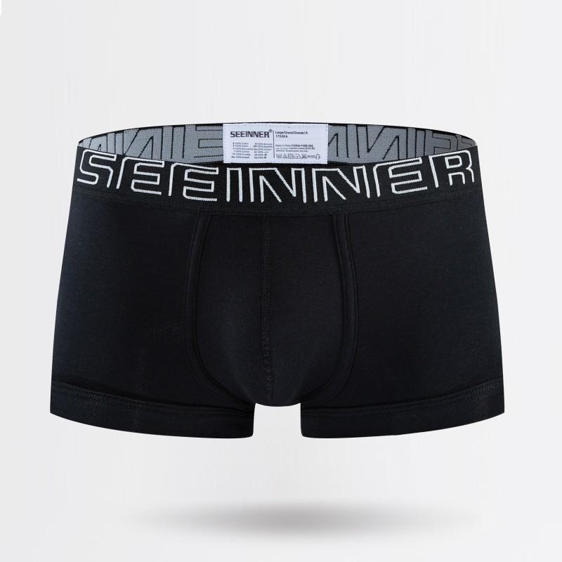 

Мужские трусы-боксеры из хлопка с нитками SE605PJ L чёрный