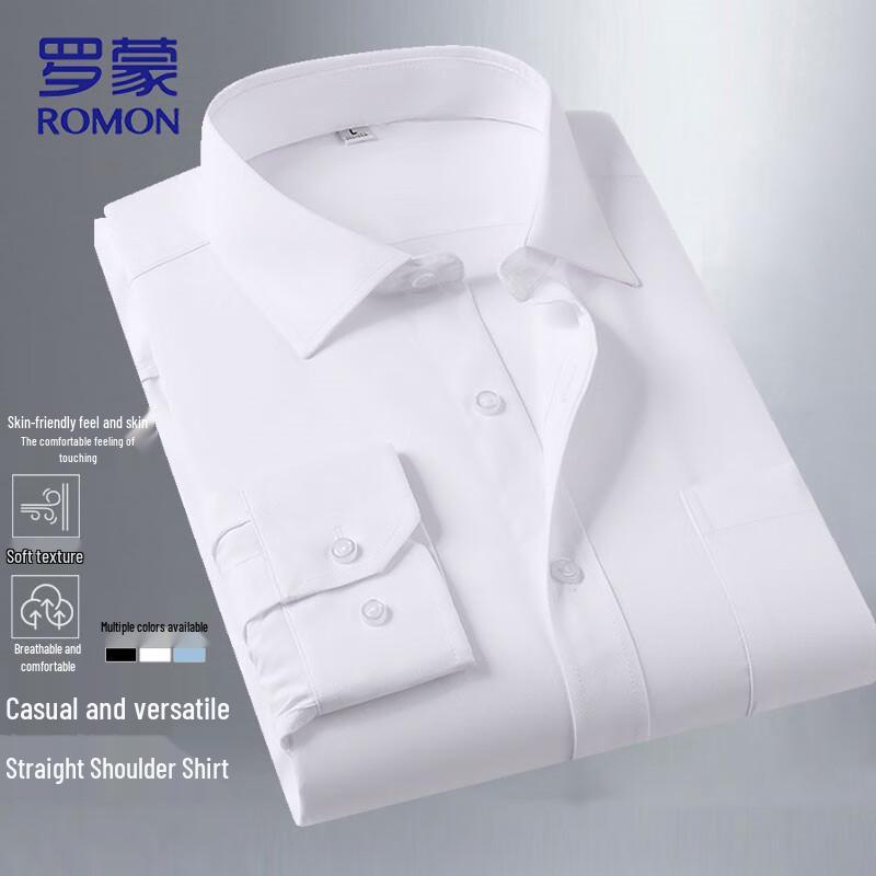 ROMON Men s Bamboo Fiber Blend Wrinkle-Resistant Long Sleeve Shirt 5XL