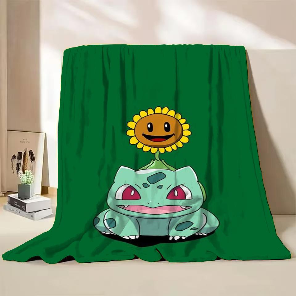 Pokemon Bulbasaur Flannel Throw Blanket for Bed Sofa Home Bedroom Office Travel Children's Cover Blankets Kids Winter Warm Gifts