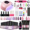 12 Colors Gel Nail Polish Kit with Extension Gel, LED Lamp, Nail File, Complete Nail Art Set for Home Use, Shein Hot Selling