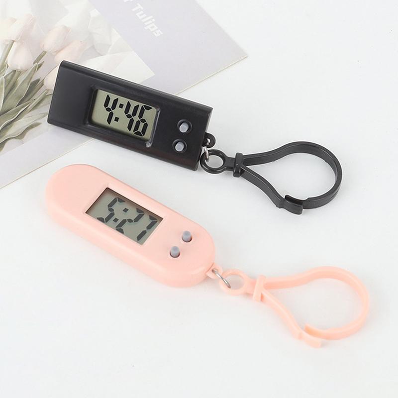 Přenosný elektronický klíčenka hodinky Mini kapesní elektronické oválné závěsné hodinky Digitální stolní čas datum displej hodiny pro studenta