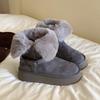 Winter new thick-soled snow boots for women wear leather buckles with plush warm fluffy flanged non-slip cotton boots