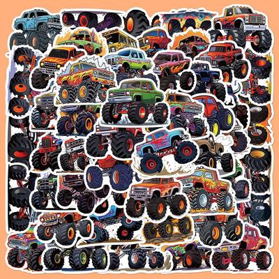 50pcs Creative Monster Truck Waterproof Stickers for Laptops and Suitcases