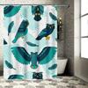 Whimsical Owl Bath CurtainVivid Blue Feather Print Shower Curtain with Moon Motif Perfect for Bathroom Decor
