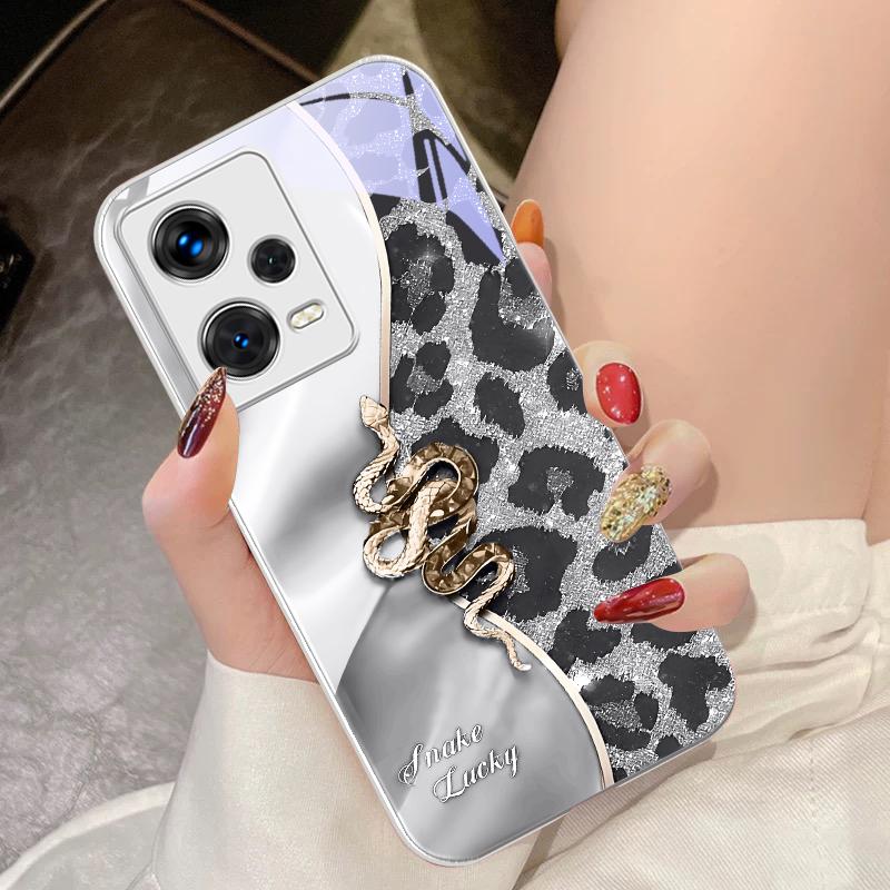 Wężowa Różowa Do Xiaomi 14 Ultra 13 Lite Redmi Note 13 11 Pro 12 Plus Poco X6 3 Pro F4 6 GT Hartowane Etui Na Telefon