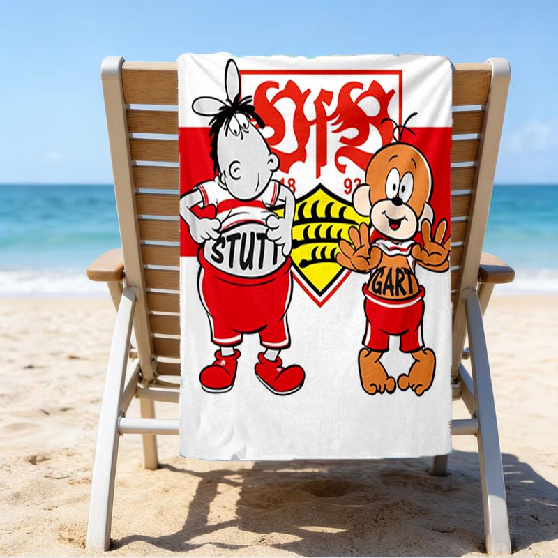 Asciugamano da Spiaggia in Microfibra Celebrativo VfB Stuttgart, Leggero e Asciugatura Rapida, per Viaggi Estivi, Essenziale per la Spiaggia, Piscina All'aperto