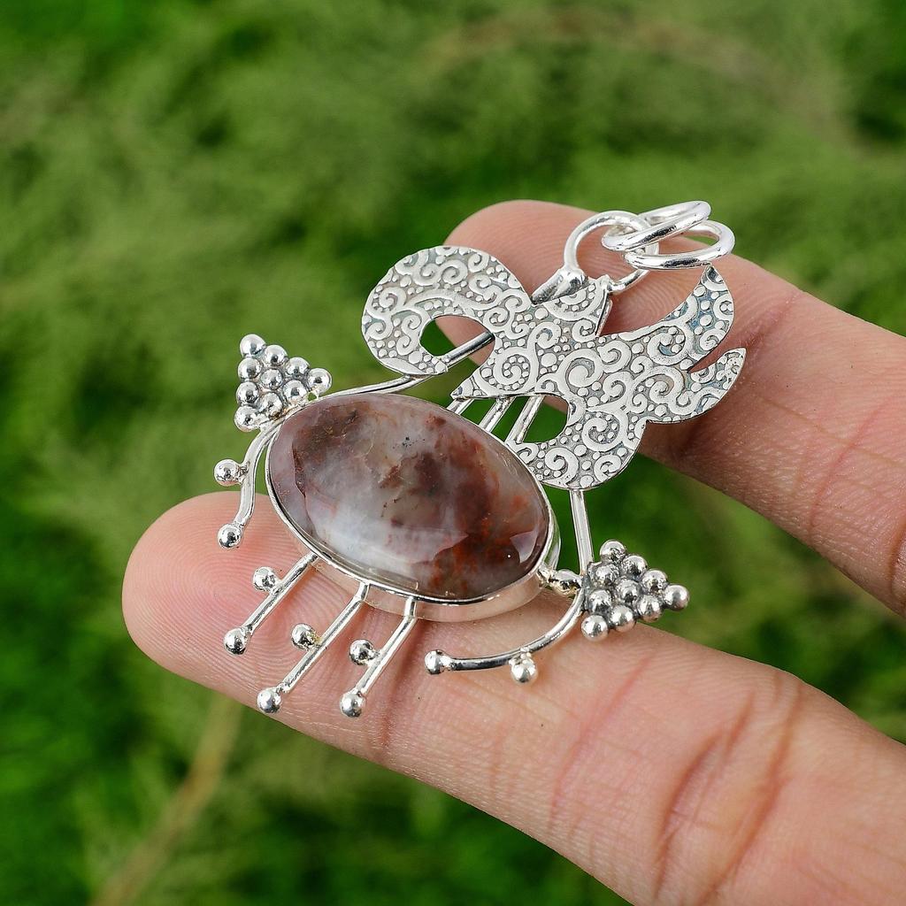 Töchtertag Angebot Sterlingsilber Ovaler Natürlicher Crazy Lace Achat Anhänger Schmuck