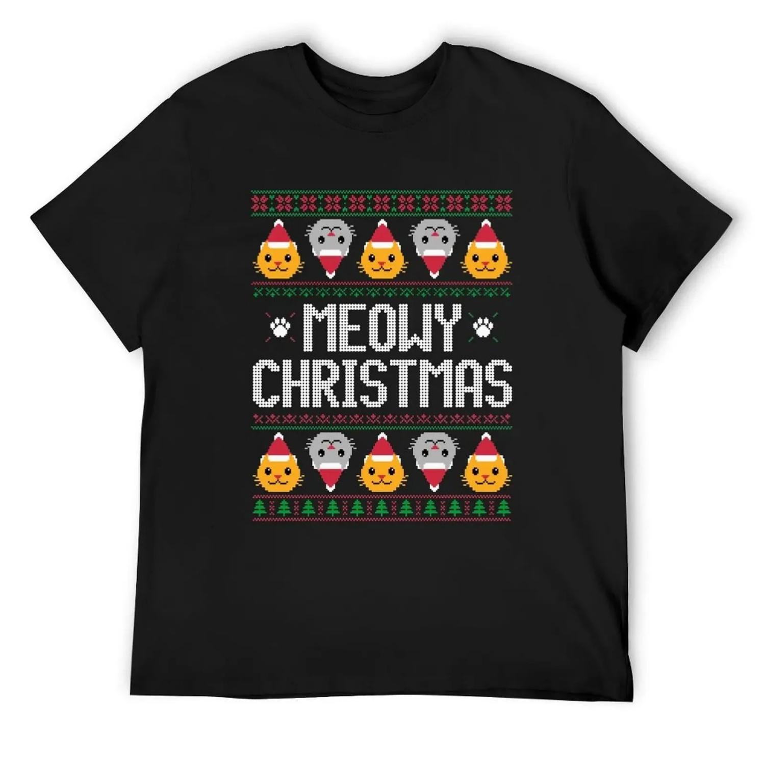 Ugly Christmas Sweater - Cat T-Shirt baggy shirts man t shirt topping men tshirt XXXXXL чёрный