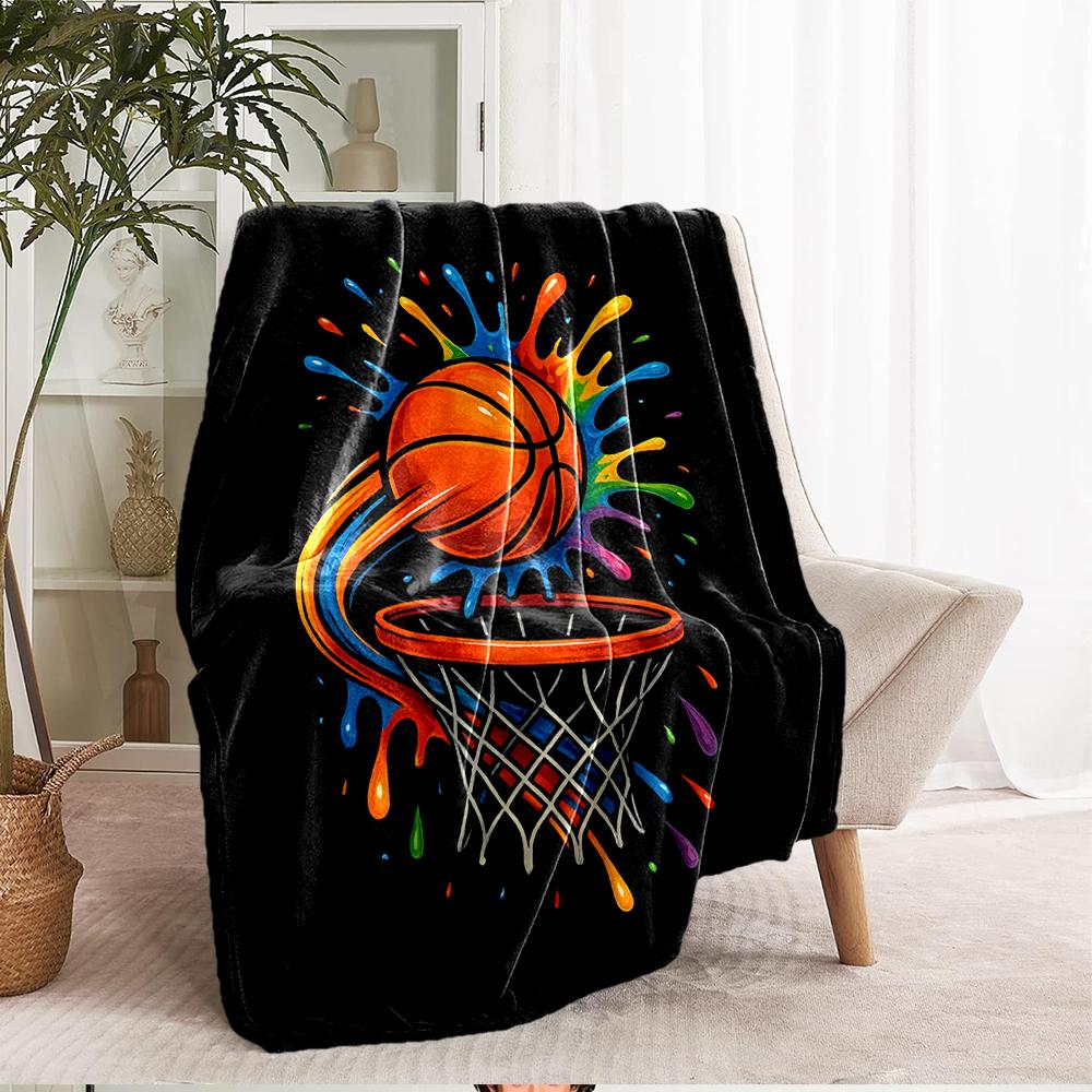 basketball Theme Printed Blanket - Perfect for Couch, Bed, Travel & Outdoor Use | Machine Washable, Cozy & Durable.