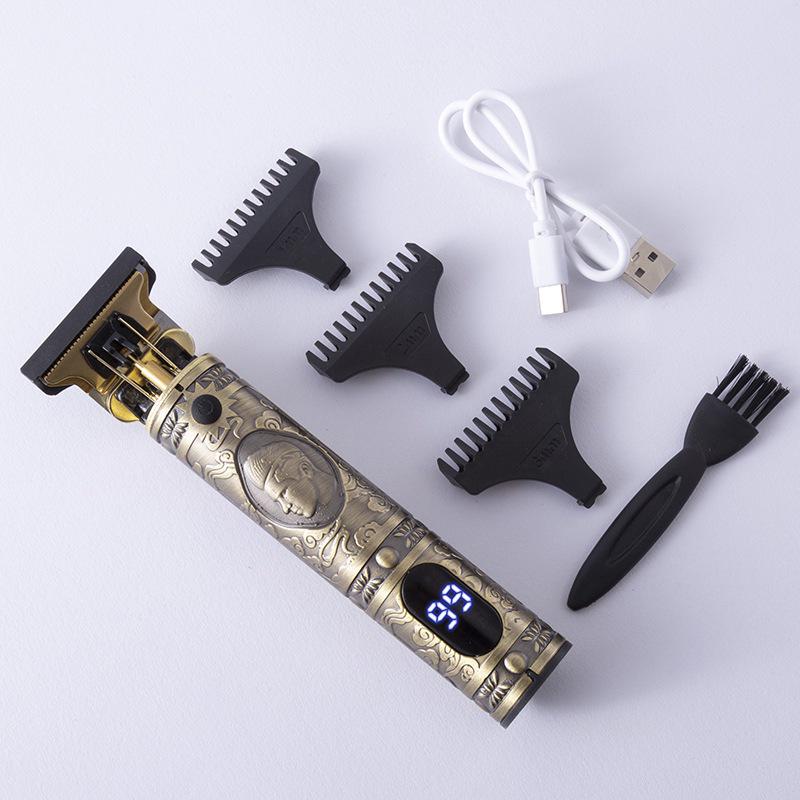 T9 LCD Electric Hair Clipper | Retro Engraving, Oil Head, Professional Home Use