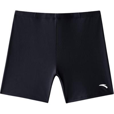 Anta Solid Color High Elastic Breathable Swim Trunks Men Swimwear Black 1824232413-1