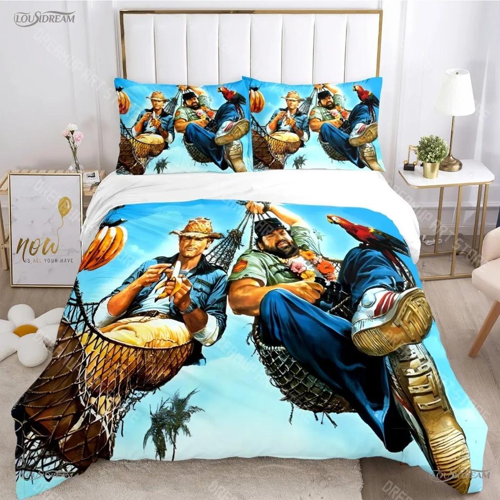 3D-gedrucktes Film Bud Spencer Terence Hill Bettwäsche-Set für Jugendliche Bettbezüge Kissenbezüge für Jugendliche Einzel_Doppel_Queen_King