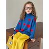 Brand Surplus 2026 Spring Children's Clothing Girls' Pure Cotton Knit Sweater with High Collar and Heart Design for Toddlers and Young Children