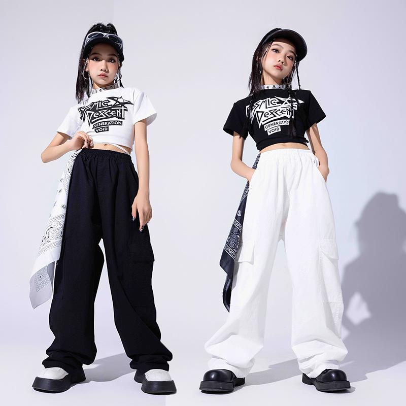 Girls' Trendy Jazz & Hip Hop Dance Costume - Crop Top & Street Dance Set for Kids