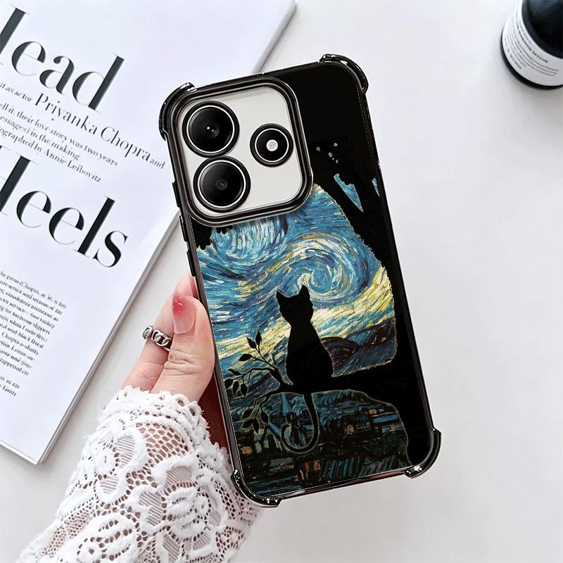 Schwarze Katze Ästhetik Muster Beschichtung Handyhülle Für Xiaomi Redmi Note 14 15 Pro Plus 13 12 11 11S 11T 10 9S 9 5G Sturzfest Airaba