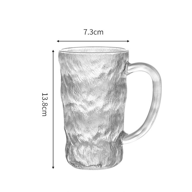 Beverage Cup Glass Drinkware Glacier Patterned Glass Cup with/without Handle Household Women Frosted Water Bottle Drinking Cups