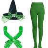 Movie Witches Witch Costume Accessories Witches Hat Green Gloves Tights Pantyhose for Halloween Carnivals Party 3/4Pcs/Set