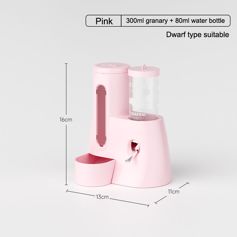 High Volume Leak-Proof Golden Bear Hamster Food Dispenser with Auto Water Fountain Pet Supplies