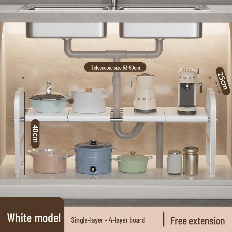 Organisateur rétractable sous l'évier: Étagère à ustensiles de cuisine et panier de rangement multicouches