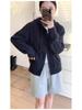 Women's Korean Style Pure Wool Hooded Zip-Up Knit Cardigan Sweater Coat - Autumn/Winter Loose Fit