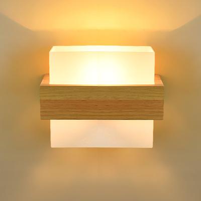LED Holz Wandleuchte Schlafzimmer Nachttischlampe Japanischer Stil Arbeitszimmer Wohnzimmer Balkon Treppenlicht